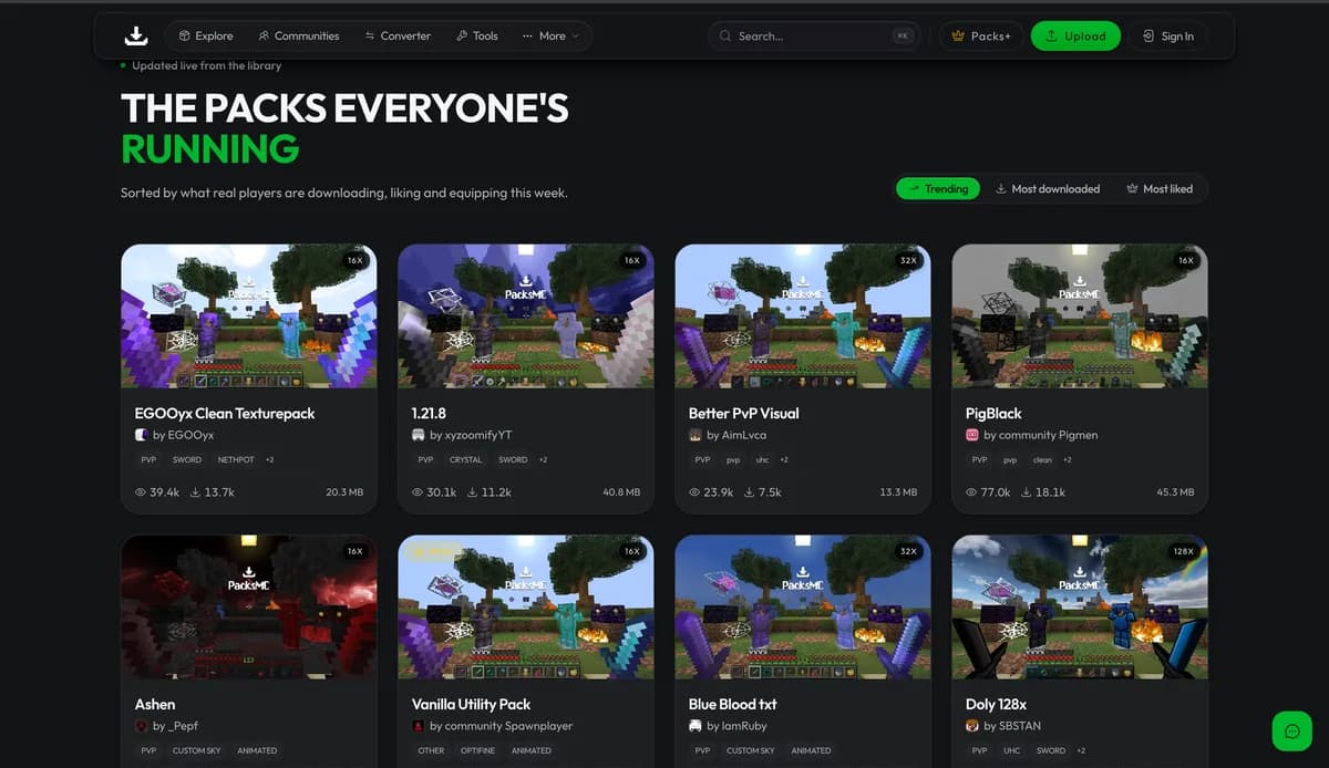 La web de PacksMC